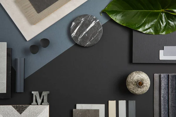 Elegante Platte Lay Compositie Van Interieur Moodboard Met Textiel Verf — Stockfoto