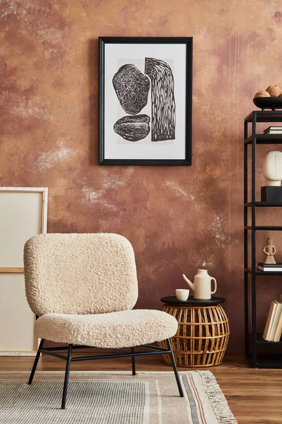 구성에는 포스터 프레임 얼어붙은 안락의자 가정용 액세서리가 창조적 집짓기 템플릿 — 스톡 사진