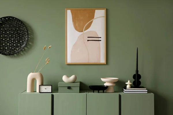 Modern Living Room Interior Composition Mockup Frame Modern Home Decorations — 스톡 사진