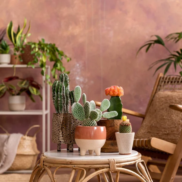 Stylish Composition Creative Spacious Living Room Interior Armchair Coffee Table — Stockfoto