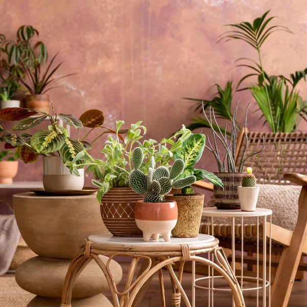 Stylish Composition Creative Spacious Living Room Interior Armchair Coffee Table — Stockfoto