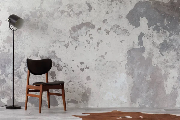 Stylish Compostion Living Room Interior Copy Space Concrete Wall Black — ストック写真