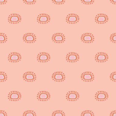 Boho güneş ışığı arkaplan deseni, vektör pürüzsüz. Moda terracotta renklerinde gün ışığını çizen el tasarımını tekrarla.. 