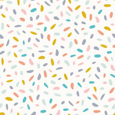 Soyut arkaplan kalıbı. Moda renklerinde el yapımı mozaik şekillerin şirin ve kusursuz tekrarı. Eğlenceli küçük terrazzo çizimi. 