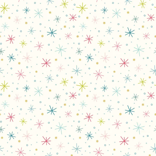 Star pattern vector background. Cute festive seamless pattern of colourful star shapes, Christmas resource background. — Stock Vector