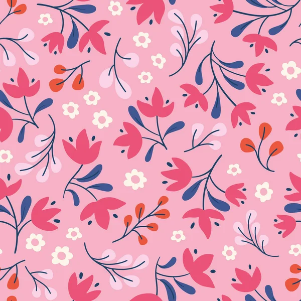 Flower pattern background. Vector floral seamless repeat design element. — Vetor de Stock