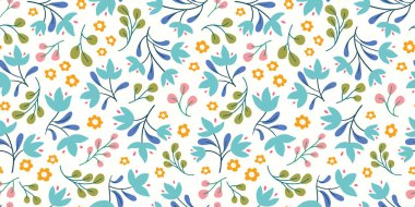Çiçek desenli arkaplan sınırı. Bahar çiçekli vektör kusursuz tekrar pankart tasarımı. 