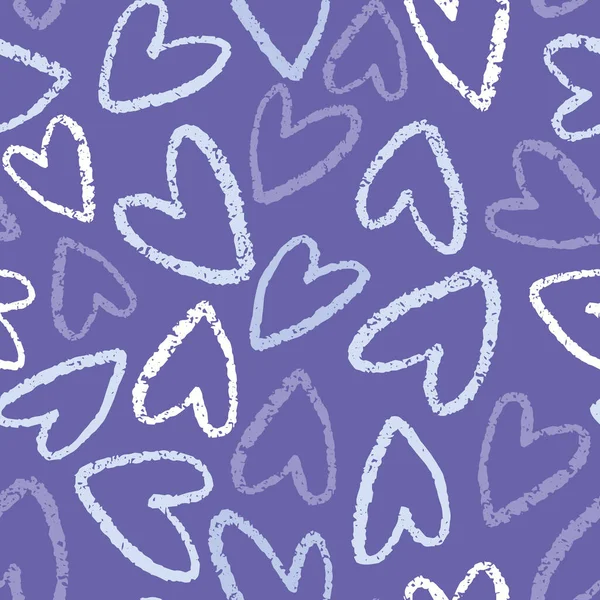 Hintergrund Herzmuster. Niedliche Valentine Vektor nahtlose Wiederholung Muster Design der blauen Hand gezeichnet texturierte Liebe Herzen. — Stockvektor