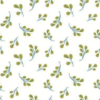 Yaprak desenli geçmiş. Elle çizilen yeşil yaprakların kusursuz tekrarı. 