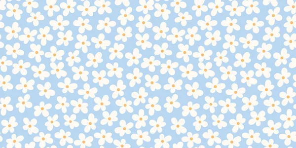 Floral Muster Hintergrund Rand. Vektor warf nahtlose Wiederholung Design Rand Element der blauen Hand gezeichneten Blumen. — Stockvektor