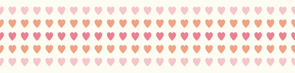 Bannerhintergrund mit Herzmuster, nahtlose Wiederholung von Vektor-Liebesherzen in rosa. Valentinstag Grenze Design Ressource. — Stockvektor