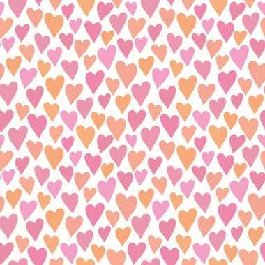 Kalp zemin düzeni. Elin kusursuz tekrarı. Pembe ve turuncu aşk kalpleri çizilmiş.. 