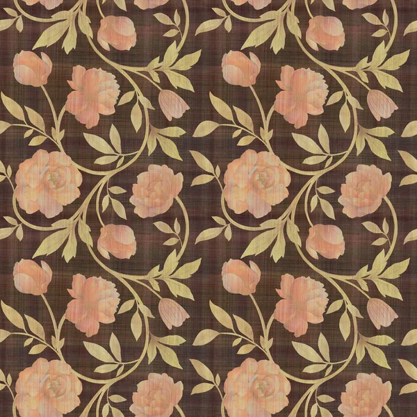 Abstrakter Hintergrund Von Blumen Und Blättern Nahtloses Botanisches Muster Gemischter — Stockfoto