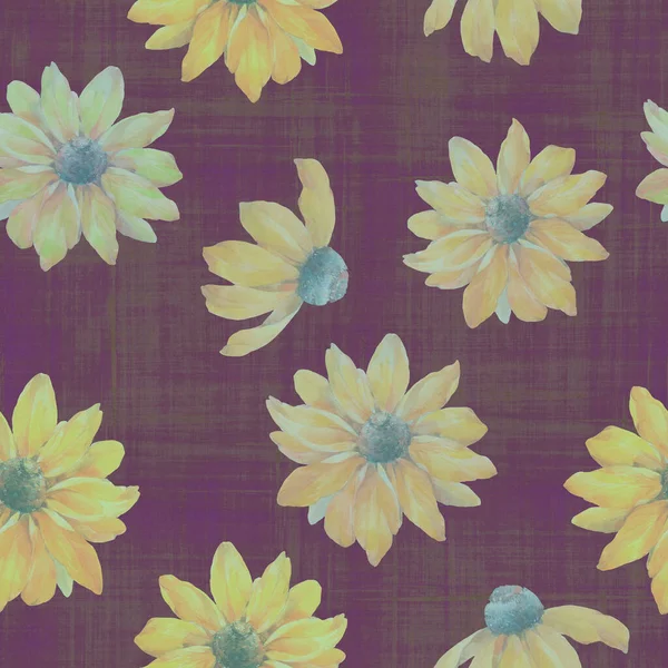 Rudbeckia Flower Pattern Botanical Seamless Pattern Wallpaper Textile Wrapping Paper — Stock Photo, Image