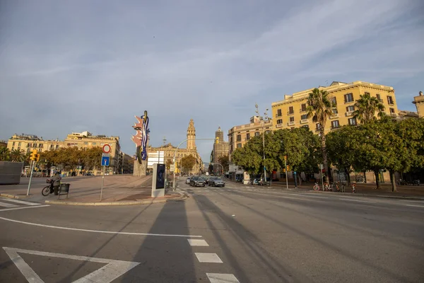 Barcelona Spanje November 2021 Vroege Ochtend Barcelona Zijn Weinig Mensen — Stockfoto