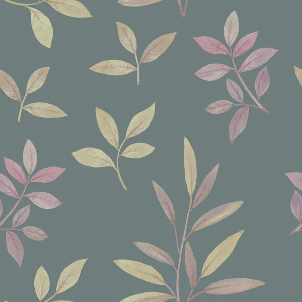 바다없는 식물학적 패턴이죠 수채화 잎사귀를 무늬를 장식물 — 스톡 사진
