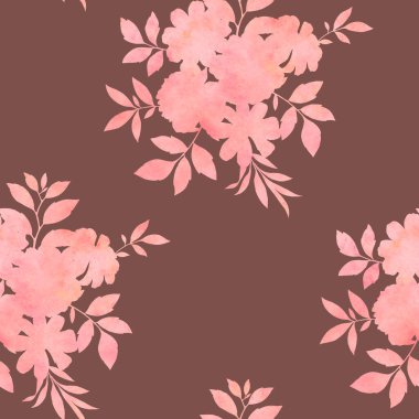 Kusursuz çiçek deseni. Hassas çiçek buketlerinin süsü. Tasarım, tekstil ve duvar kağıtları için çiçeklerin suluboya çizimi. hazır, pürüzsüz arkaplan.