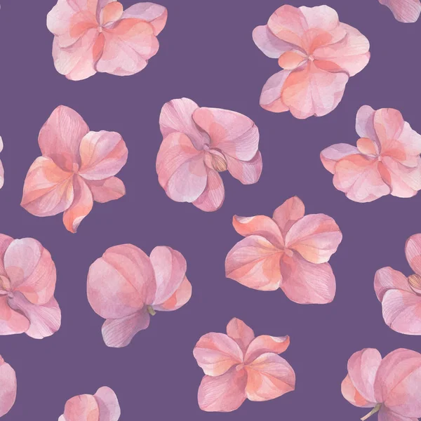 Watercolor Seamless Pattern Orchid Flowers Abstract Background Design Wallpapers Wrapping — Stock Photo, Image