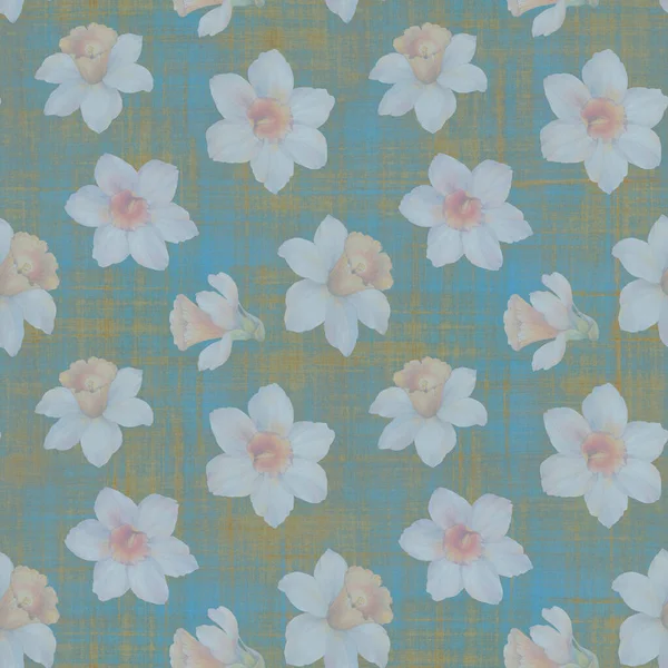 Narcissus Flower Seamless Pattern Botanical Pattern Wallpaper Textile Wrapping Paper — Stock Photo, Image