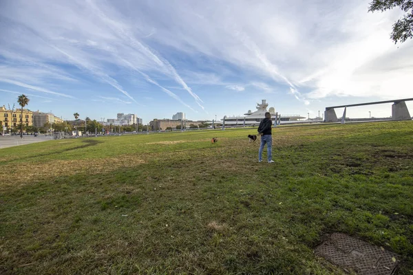 Barcelona Espanha Dezembro 2021 Manhã Cedo Parque Cidade Perto Orla — Fotografia de Stock