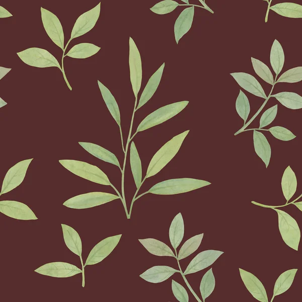 바다없는 식물학적 패턴이죠 수채화 잎사귀를 무늬를 장식물 — 스톡 사진