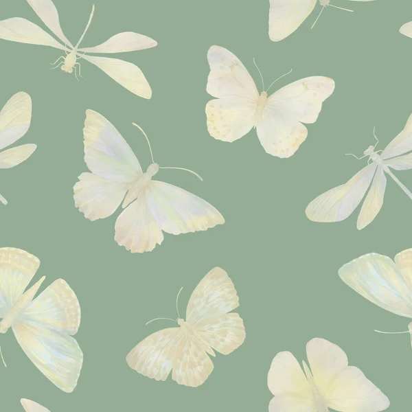 Farfalle Acquerello Modello Senza Soluzione Continuità Farfalle Astratte Dipinte Acquerello — Foto Stock