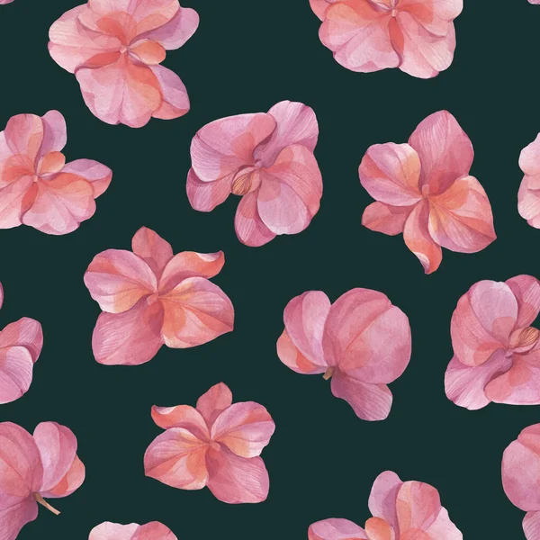 Patrón Sin Costura Acuarela Flores Orquídea Fondo Abstracto Para Diseño —  Fotos de Stock