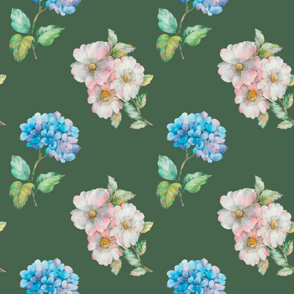 Rasterstruktur Akvarell Blommor För Design Delikat Akvarell Blommor Samlas Ett — Stockfoto