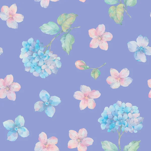 Seamless Pattern Watercolor Flowers Watercolor Illustration Design Ready Made Seamless — Stock Photo, Image