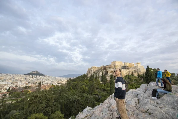 View City Athens November 2021 Evening Landscape Blue Sky Clouds — Stock Photo, Image