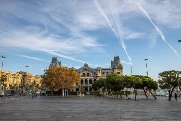 Barcelonai Utcában Kora Reggel Városi Forgalom Hétvégenként Üres Utcák Barcelonában — Stock Fotó