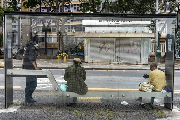 Sao Paulo Brazylia Nov 2021 Bezdomni Placu Praca Sao Paulo — Zdjęcie stockowe