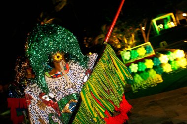 Olinda, Pernambuco, Brezilya. Mayıs 04, 2006, Brezilya Karnavalı. Popüler Kültür, Maracatu Müzik Buluşması ve Pernambuco 'nun tipik dansı.