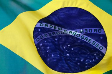 Close up of Brazilian flag fluttering in the wind 