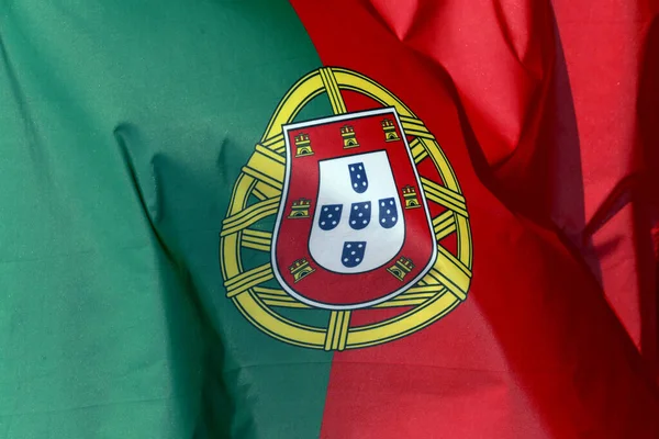 Close Portugal Flag Fluttering Wind — Stock Photo, Image