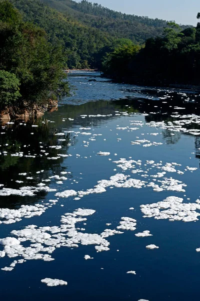 Foam Pollution Tiete River Santana Parnaiba City Sao Paulo State — ストック写真