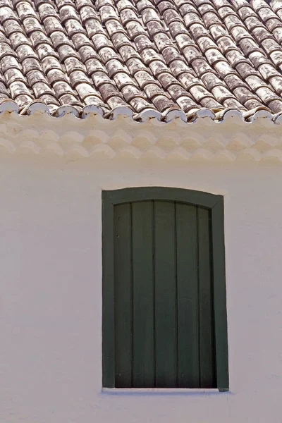 Närbild Huset Fönstret Quadrado Berömda Torget Byn Trancoso Porto Seguro — Stockfoto