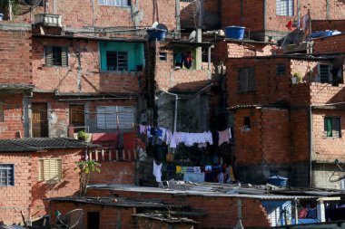Brazilian shantytown, or community, on a hill. Sao Paulo city, Brazil