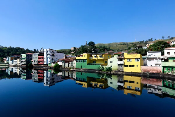 Pirapora Bom Jesus City Houses Reflected Blue Waters Tiete River — Photo