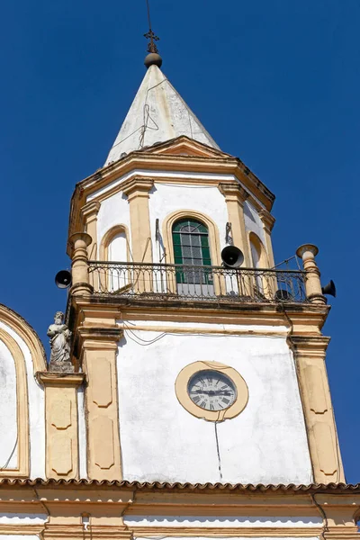 Часы Шпиля Античной Матричной Церкви Сантаны Парнаибы Сан Паулу Бразилия — стоковое фото
