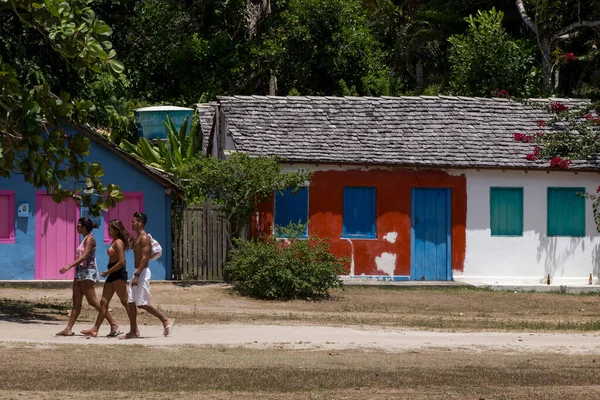 Kolorowe Fasady Domów Wokół Placu Nazwie Quadrado Trancoso Bahia — Zdjęcie stockowe