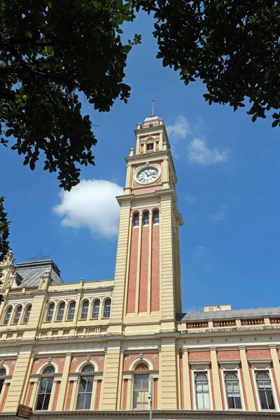Wieża Zegarowa Stacji Luz Ważne Historyczne Dworca Kolejowego Sao Paulo — Zdjęcie stockowe