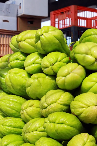 Primer Plano Montón Chayote Mercado Aire Libre Puesto Sao Paulo — Foto de Stock