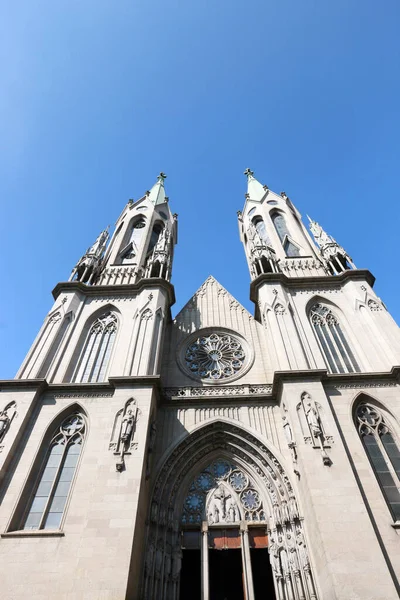 Perspektivische Ansicht Der Metropolitankathedrale Von Sao Paulo Oder Kathedrale Einer — Stockfoto