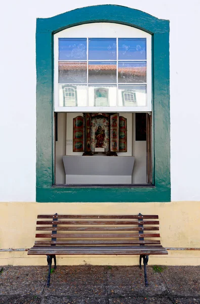 Brasilianisches Kolonialfenster Auf Dem Innenhof Des Alten Klosters Kloster Luz — Stockfoto