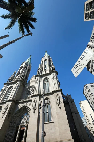 Perspektiv Utsikt Över Katedralen Sao Paulo Eller Cathedral Fem Största — Stockfoto