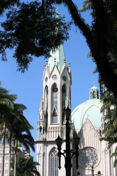 Externa Detaljer Metropolitan Cathedral Sao Paulo Eller Cathedral Fem Största — Stockfoto