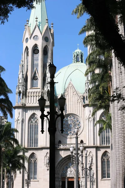 상파울루 대성당의 외부적 사항은 세계에서 신고딕 신전중 브라질 — 스톡 사진