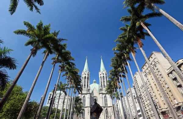 Perspectiva Catedral Metropolitana Sao Paulo Catedral Uno Los Cinco Templos — Foto de Stock