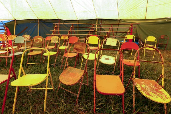 Audiência Circo Itinerante Com Cadeiras Vazias Interior Brasil — Fotografia de Stock